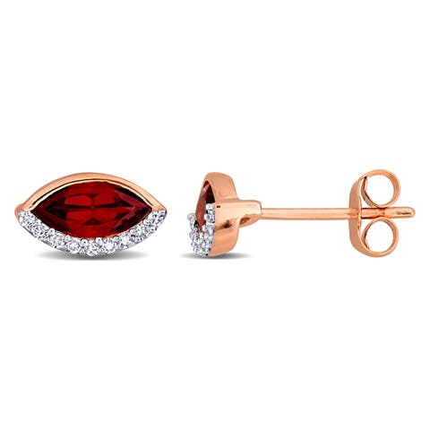 Gemstone & Diamond Stud Earrings 14k