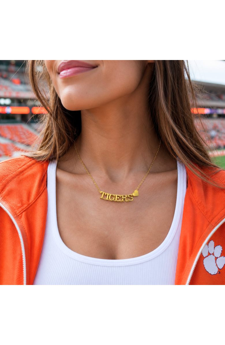 Color Shout Clemson University Gold Heart Necklace, Alternate, color, Yellow Gold