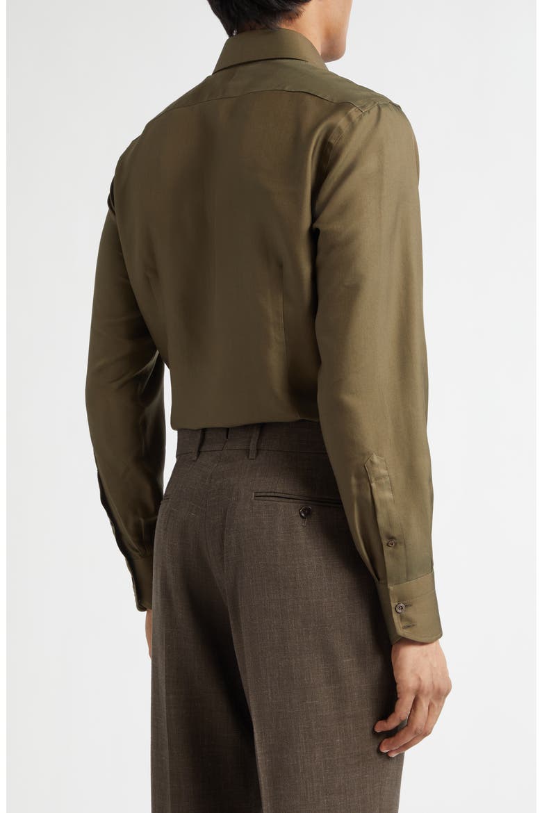 Classic Fit Washed Drapey Twill Button-Up Shirt, Alternate, color, MILITARY GREEN