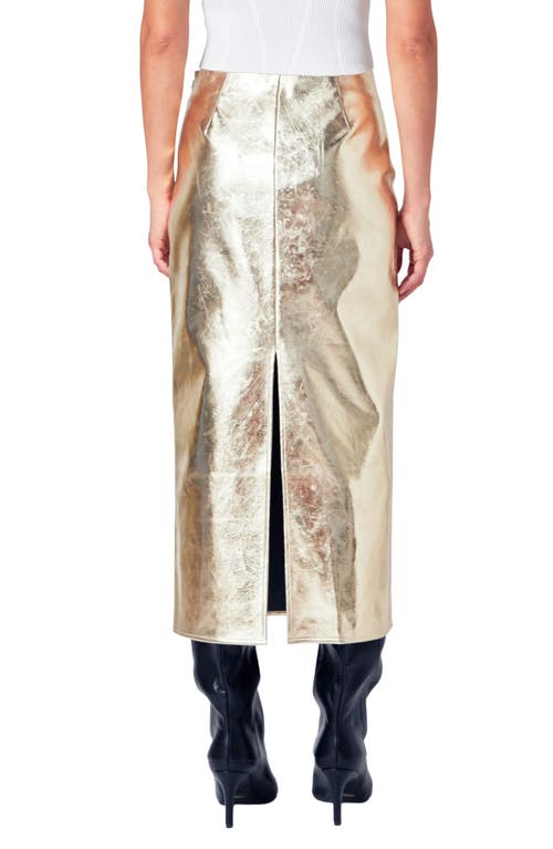 Shop Endless Rose Foil Maxi Skirt In Champagne
