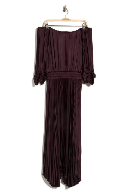 Sienna Pleated Off the Shoulder Maxi Dress