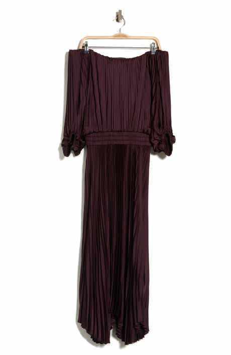Sienna Pleated Off the Shoulder Maxi Dress