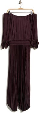 A.L.C. Sienna Pleated Off the Shoulder Maxi Dress