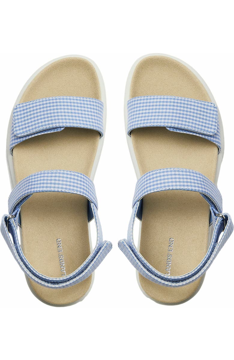 Lands
End Comfort Adjustable Gingham Sandals, Main, color, Light Blue Gingham