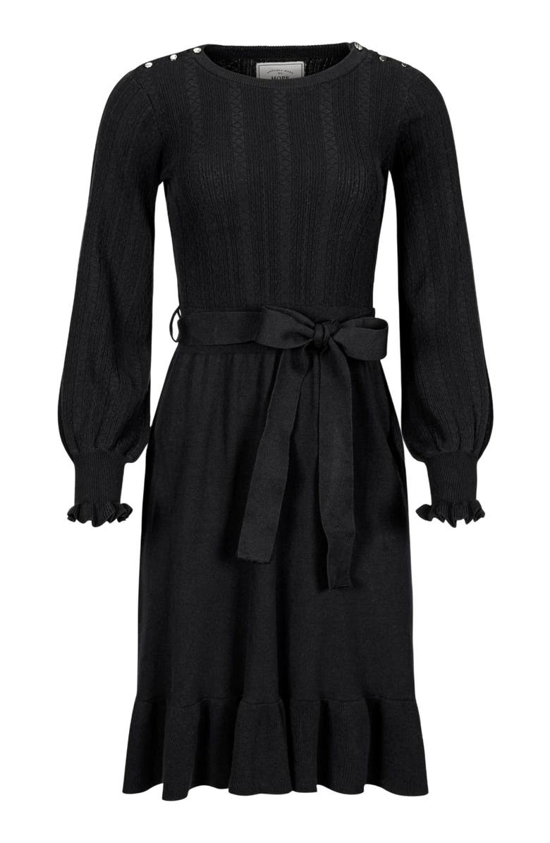 Hope & Henry Women's Organic Fancy Sweater Dress, Alternate, color, Black Cable Bodice