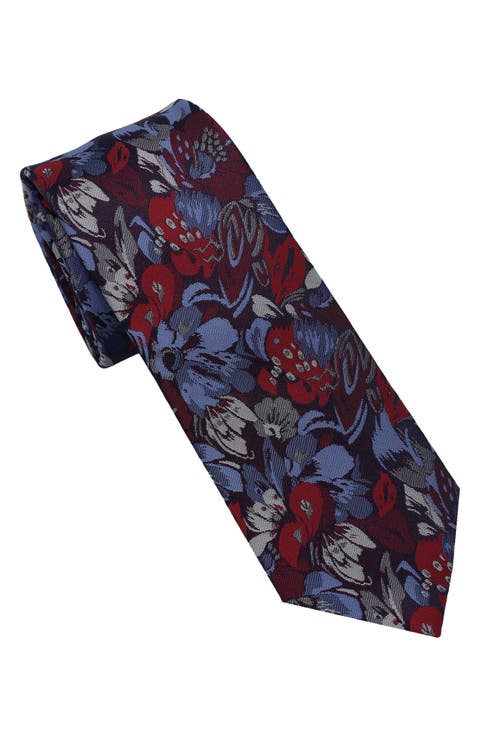Abstract Floral Jacquard Slim Tie