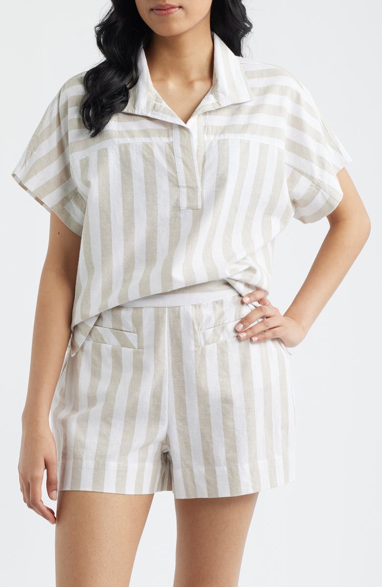 CITY BLUES Relaxed Stripe Shirt, Main, color, Sand