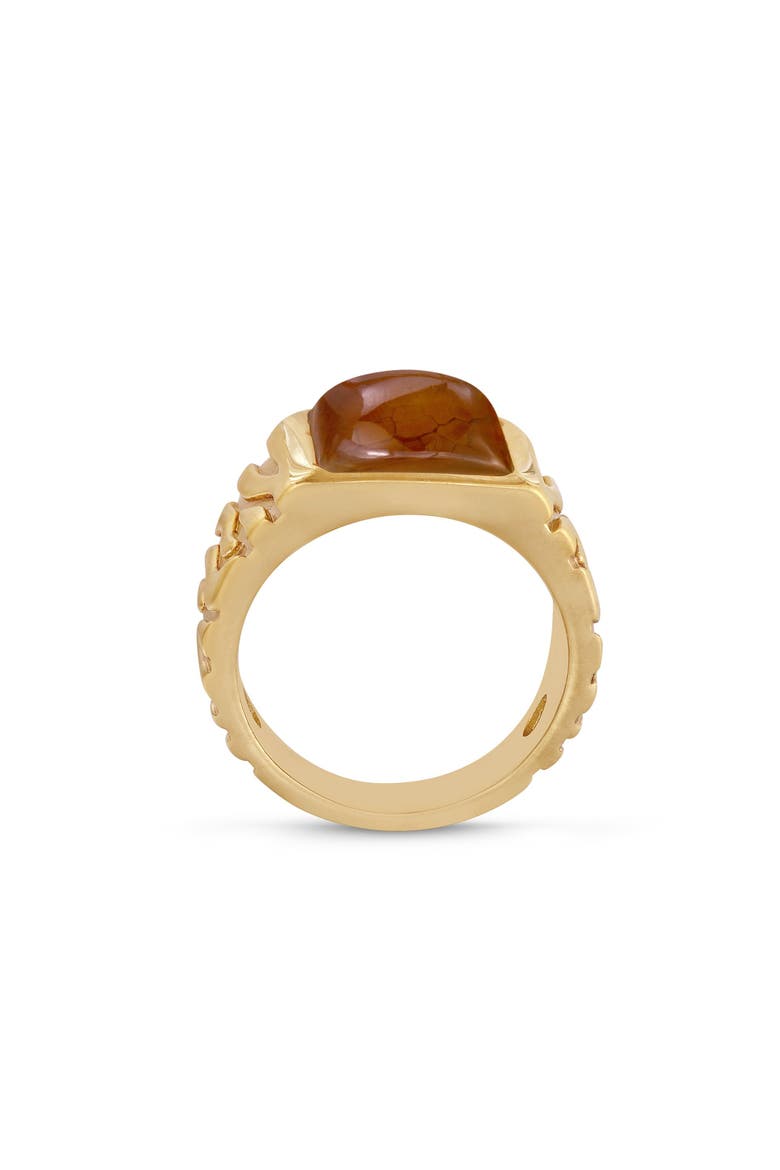 Cracked Agate Sterling Silver Men Signet Ring, Alternate, color, 14KT Gold Vermeil on Sterling