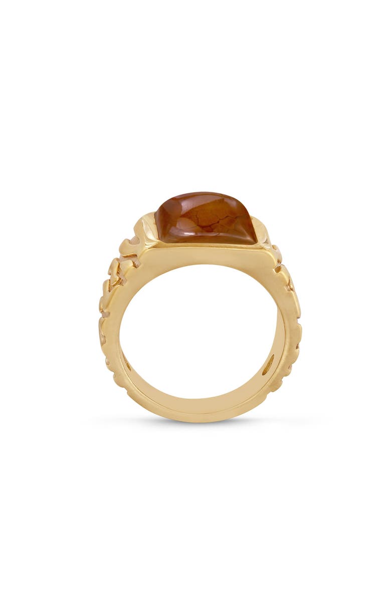 LuvMyJewelry Cracked Agate Sterling Silver Men Signet Ring, Alternate, color, 14Kt Gold Vermeil On Sterling