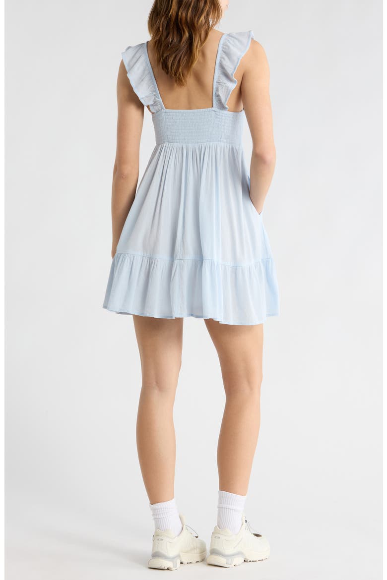 Smocked Flutter Sleeve Minidress, Alternate, color, BLUE BIRD