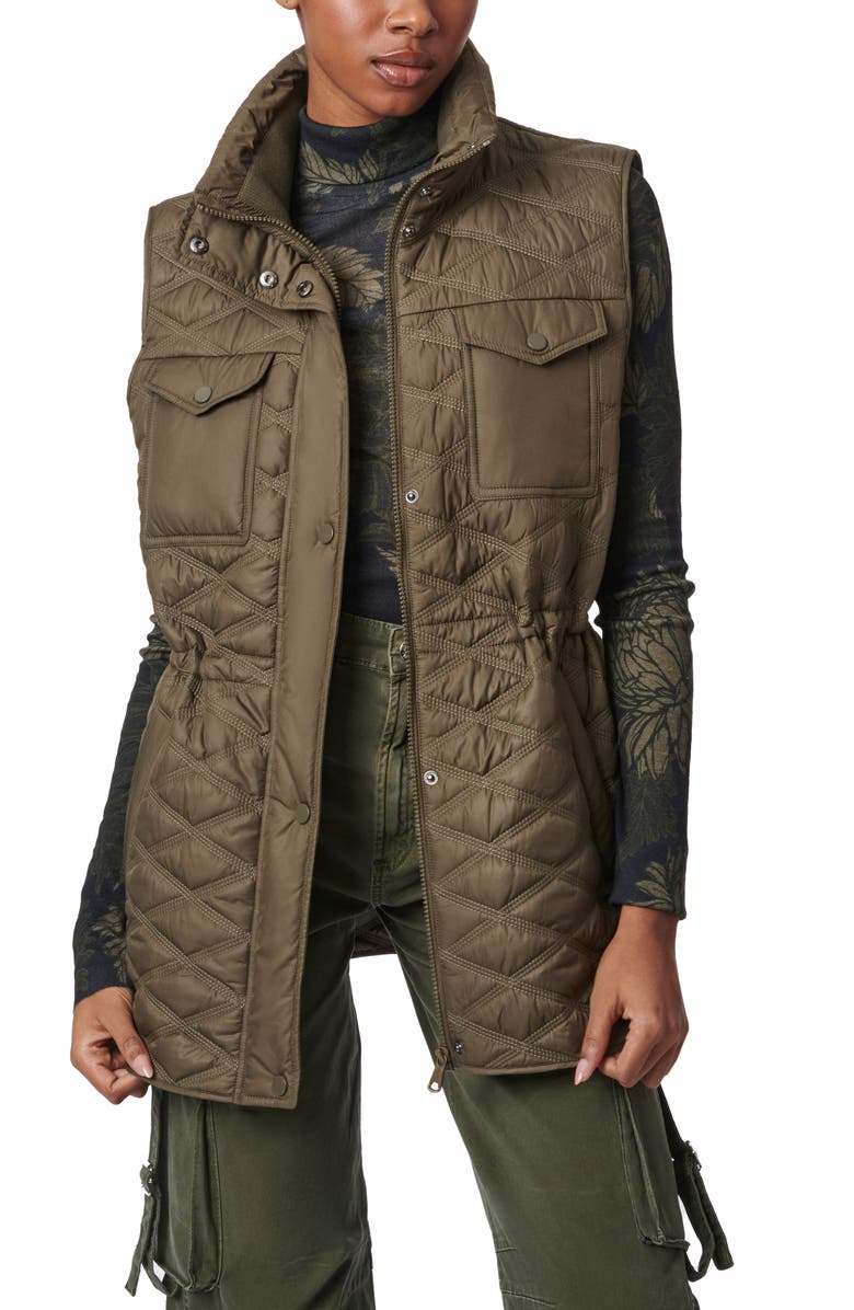 Bernardo Diamond Quilted Vest, Alternate, color, Olive