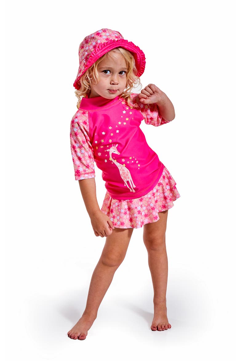 3PC Sun & Swim Set, Alternate, color, Pink Giraffe