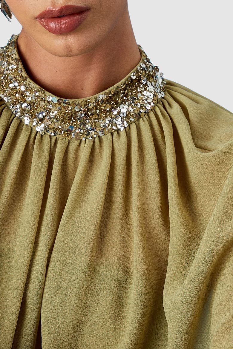 Muse Chiffon Cape Dress, Alternate, color, Chartreuse