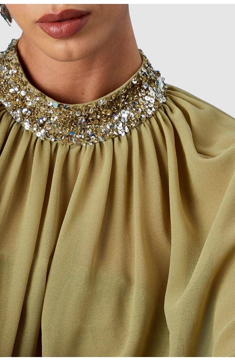 Coast Muse Chiffon Cape Dress, Alternate, color, Chartreuse