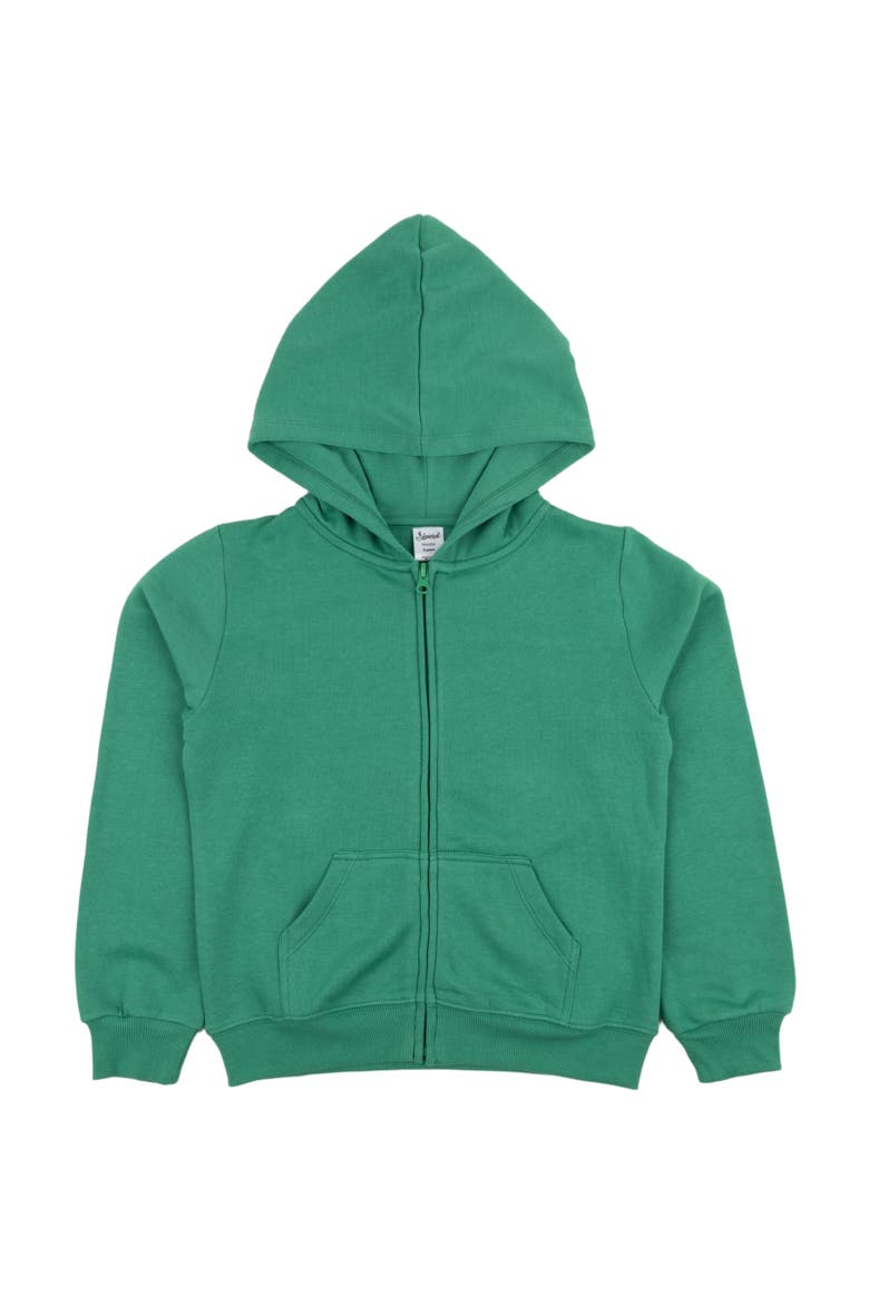 Kids Zip-Up Sweatshirt Hoodie, Cotton Blend, Solid Colors, Alternate, color, GREEN