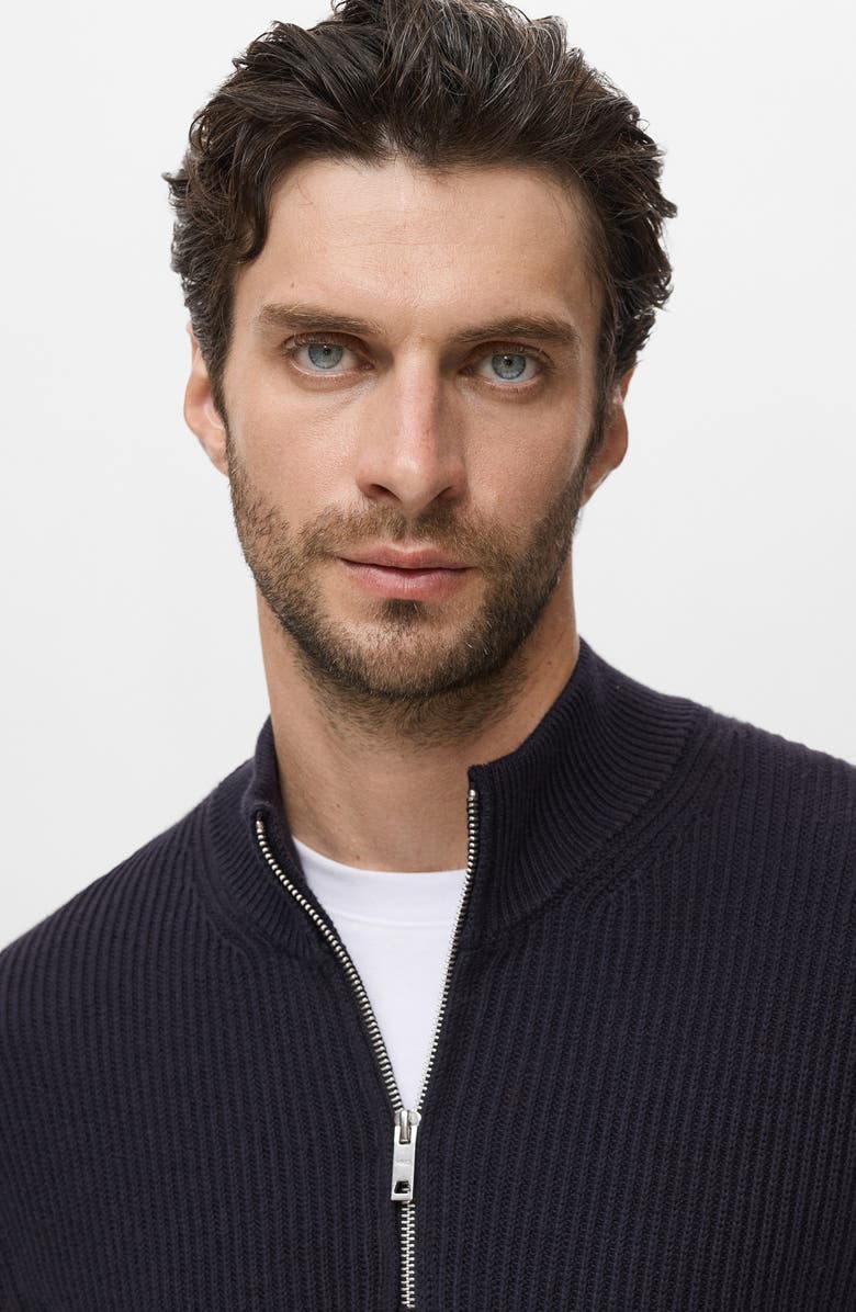 MANGO Perkins Quarter Zip Sweater, Alternate, color, Navy