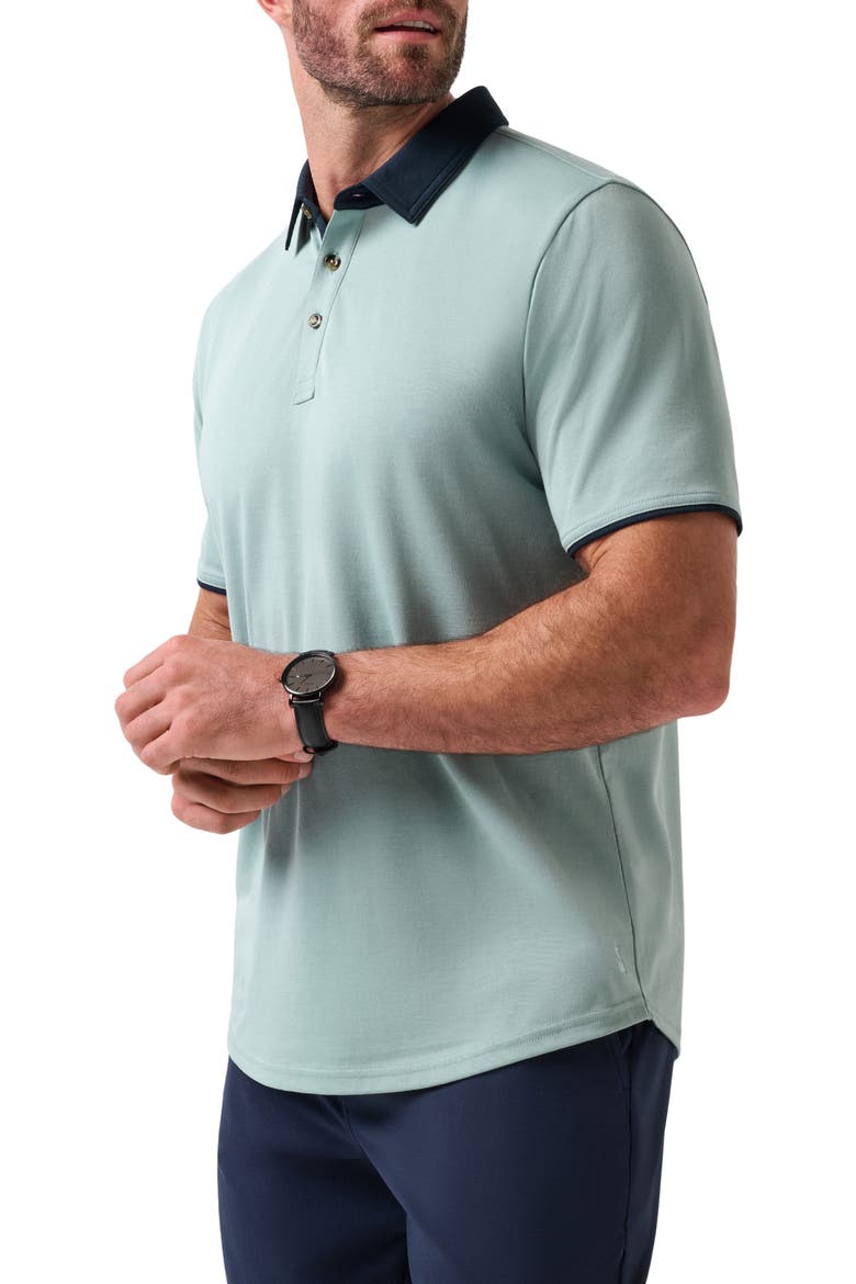 All Day Social Club Contrast Collar Cotton Blend Polo Shirt, Alternate, color, ARONA