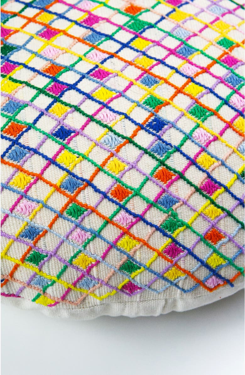 Archive New York Cotzal Brocade Handwoven Cotton Circle Pillow, Alternate, color, Multi