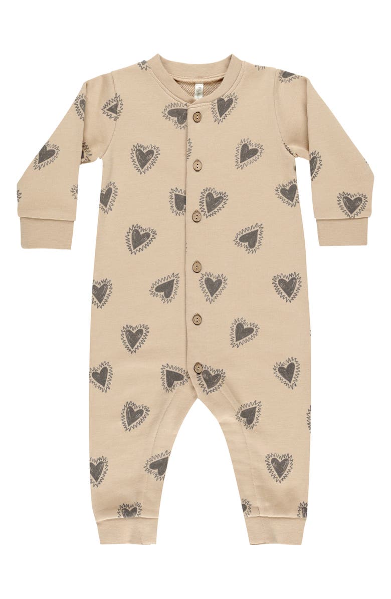 Rylee + Cru Kids' Buttoned Romper, Main, color, Hearts