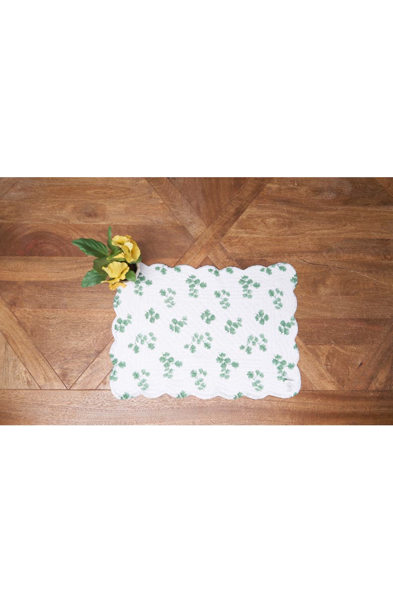 C&F Home Marcy Blooms Scalloped Placemats Set of 6 Floral Design All, 13" x 19", Alternate, color, Green