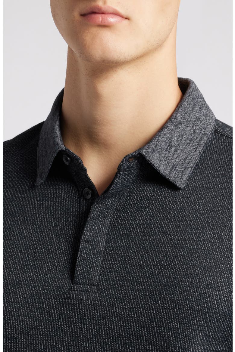 Gosford Long Sleeve Cotton Blend Polo, Alternate, color, BLACK