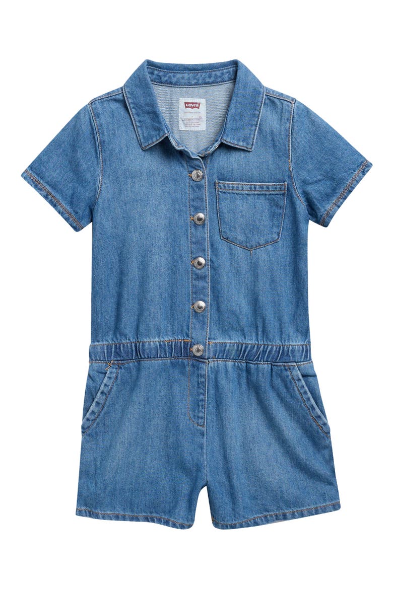 Kids' Denim Romper, Main, color, KEEP THE CHANGE
