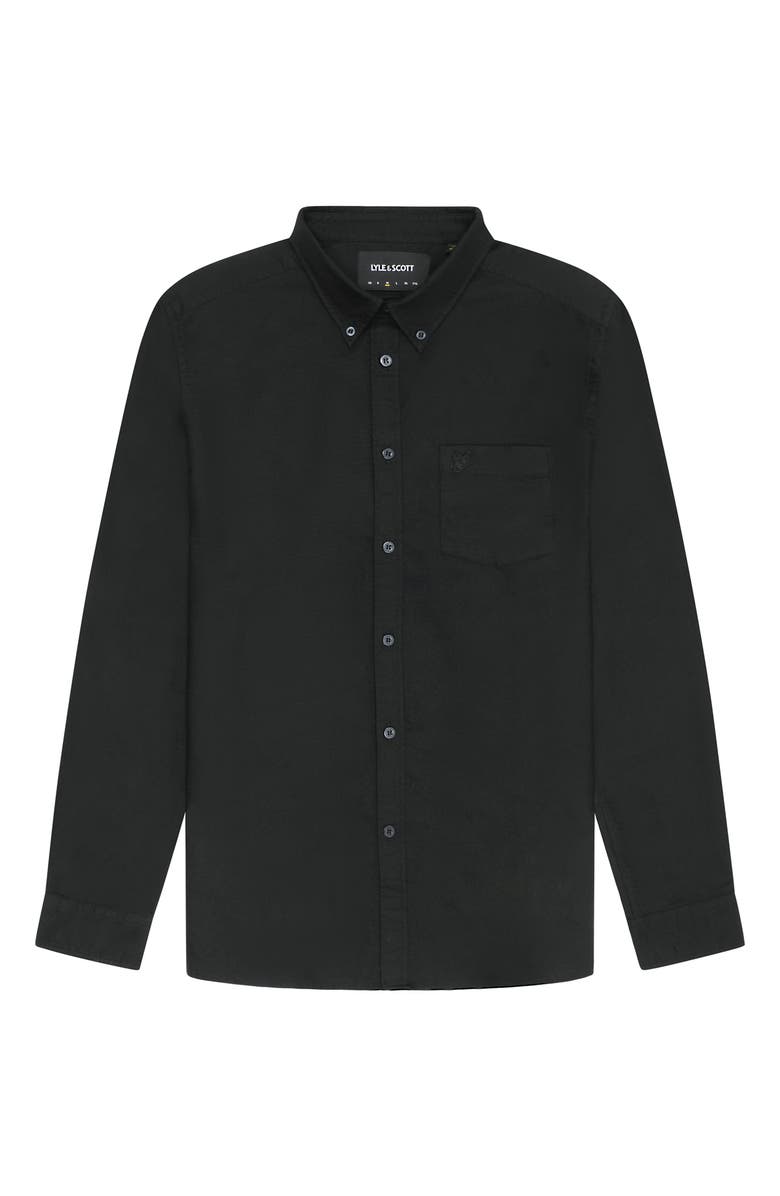 Lyle & Scott Tonal Eagle Plain Oxford Shirt, Alternate, color, Jet Black