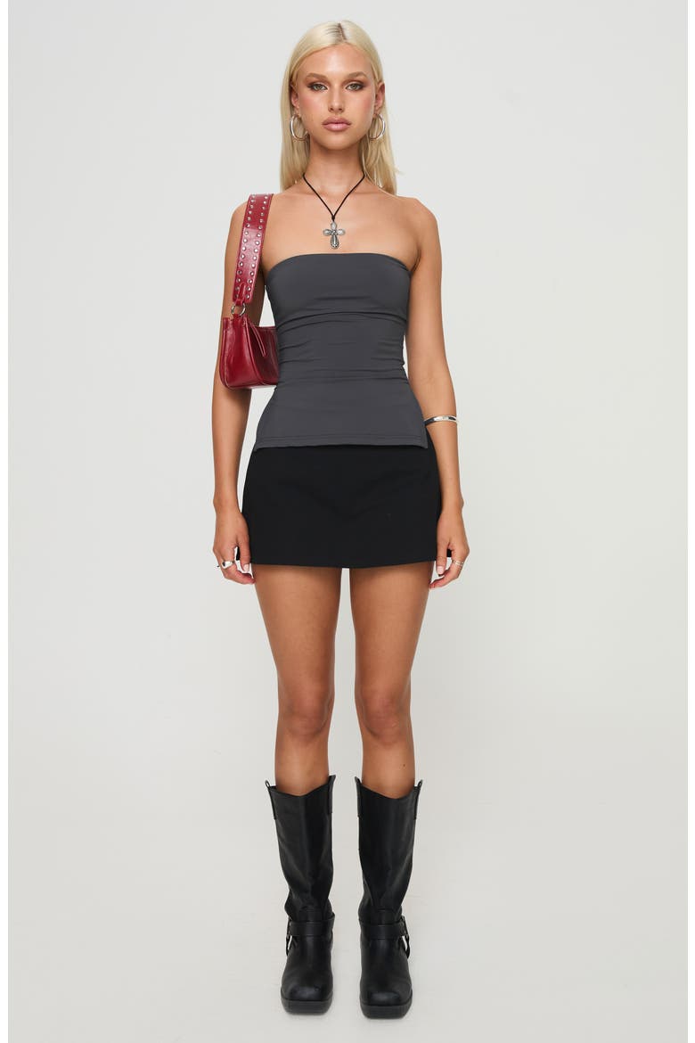 Strutter Foldover Strapless Top, Alternate, color, DARK GREY