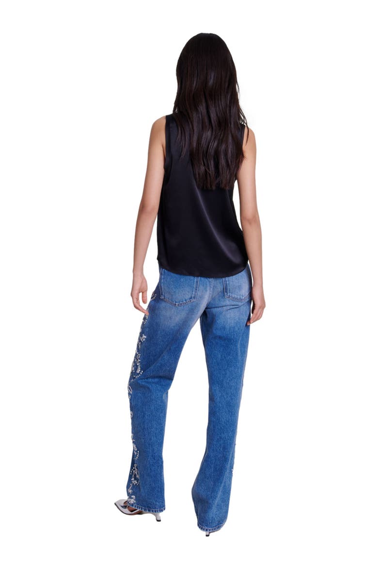 Silk tank top, Alternate, color, Black