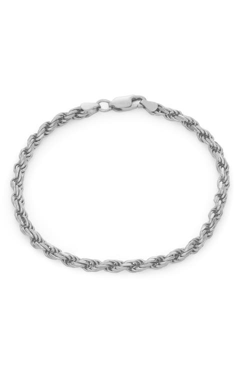 Sterling Silver Men's Rope Chain Bracelet