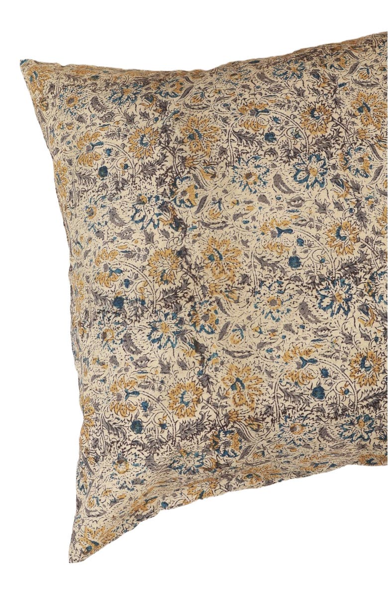 Ninéh Golden Earth Kalamkari Handcrafted Pillow - Cover, Alternate, color, Multi-Colored Foral Pattern