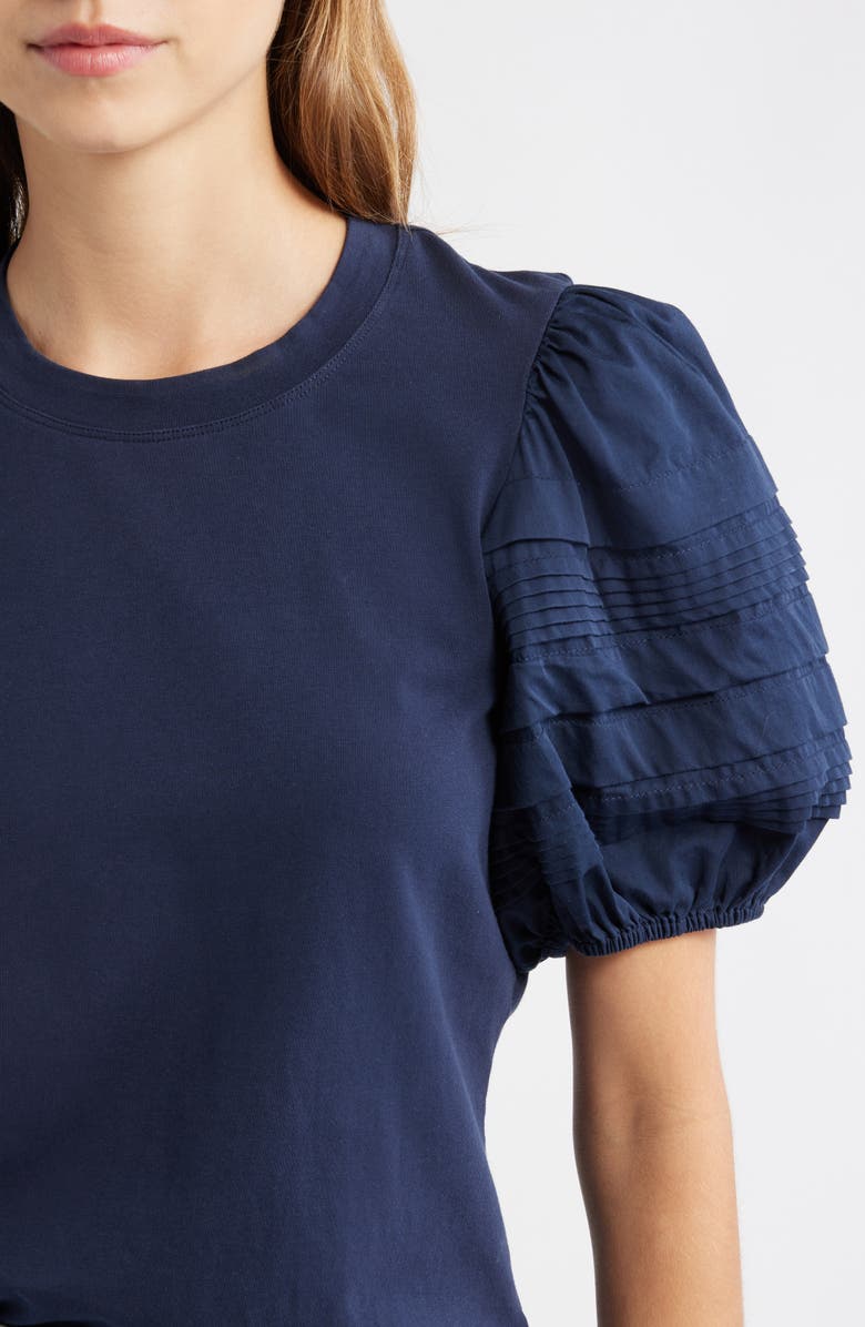 LOVE THE LABEL Dylan Puff Sleeve Cotton T-Shirt, Alternate, color, Pagent Blue