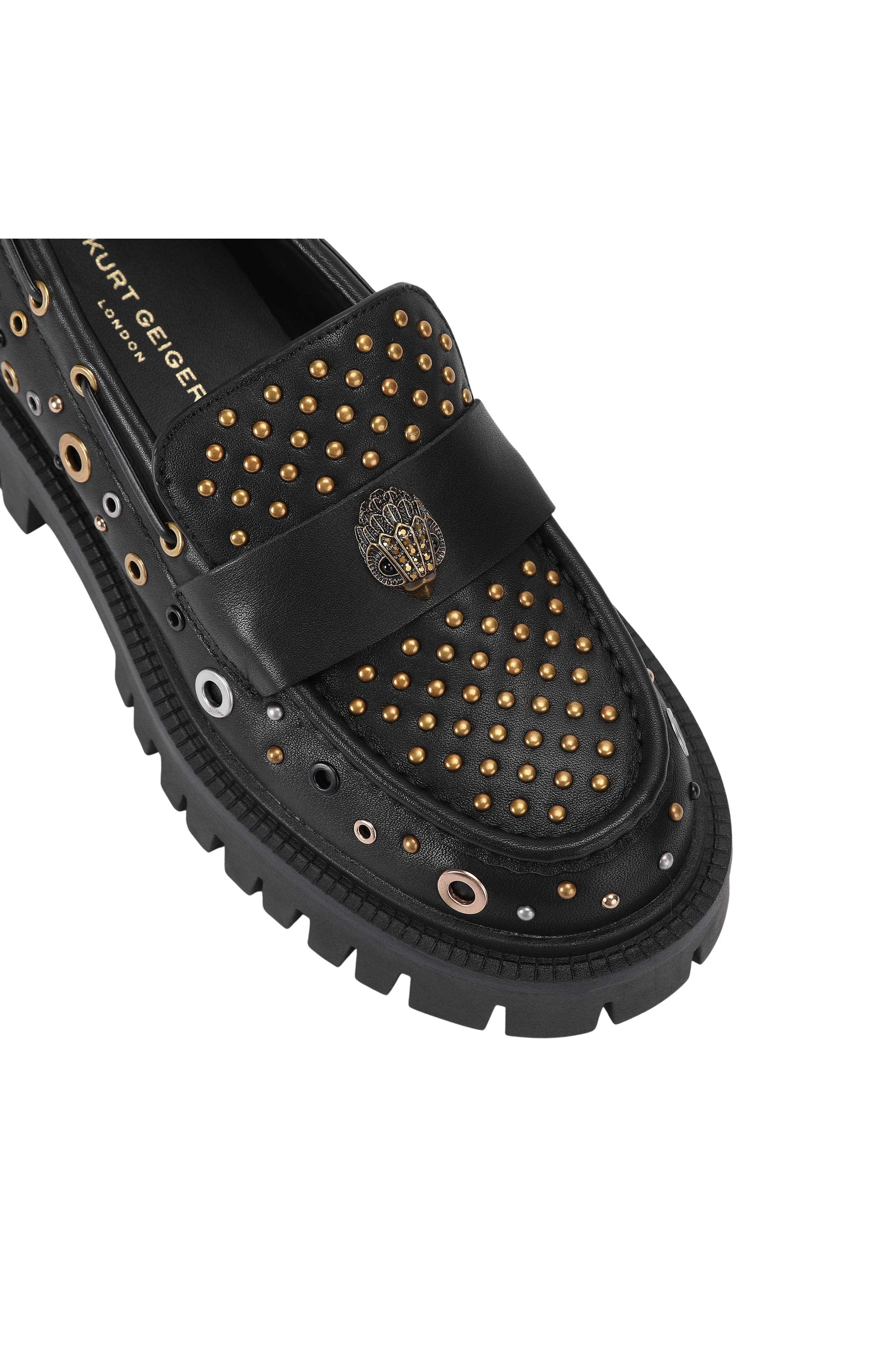 Studded Loafer, Alternate, color, BLACK