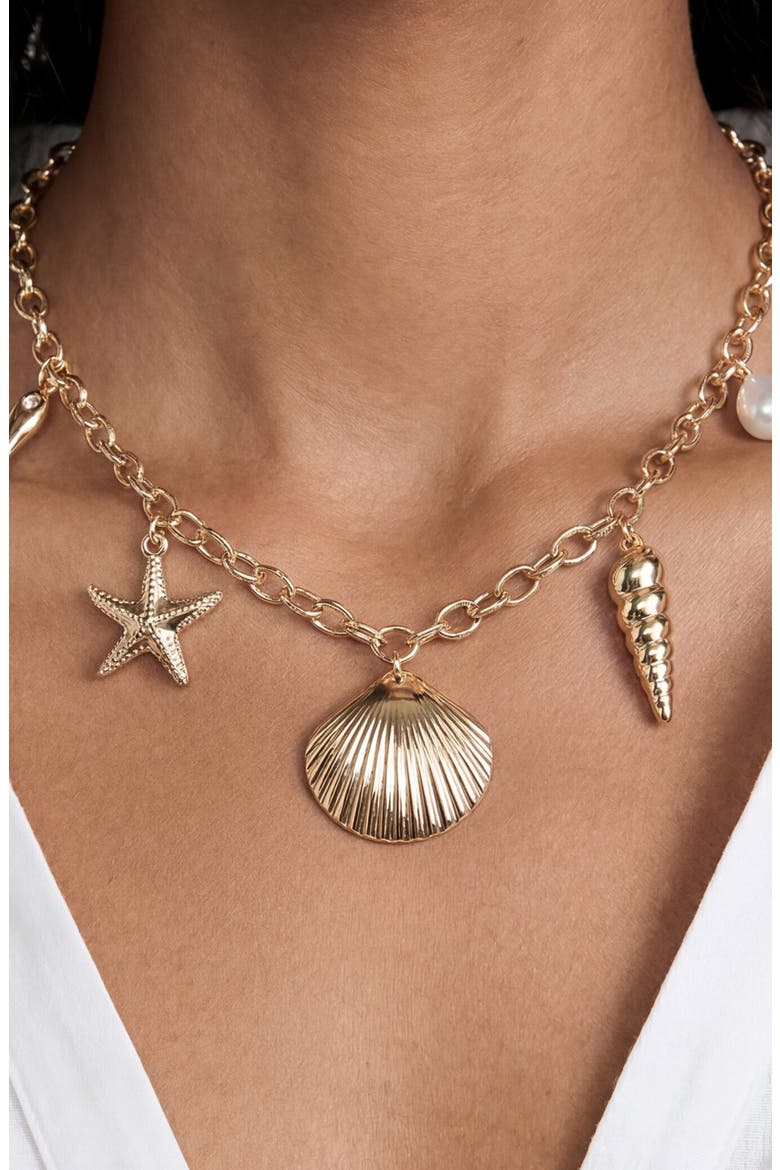 Seaside Treasures Charm Necklace, Alternate, color, GOLD