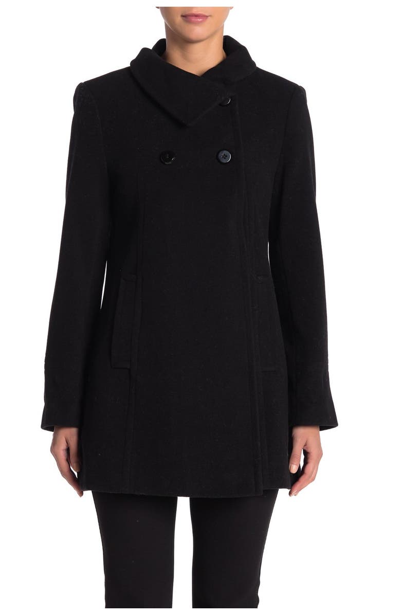 Larry Levine Solid Wool Blend Coat, Alternate, color,