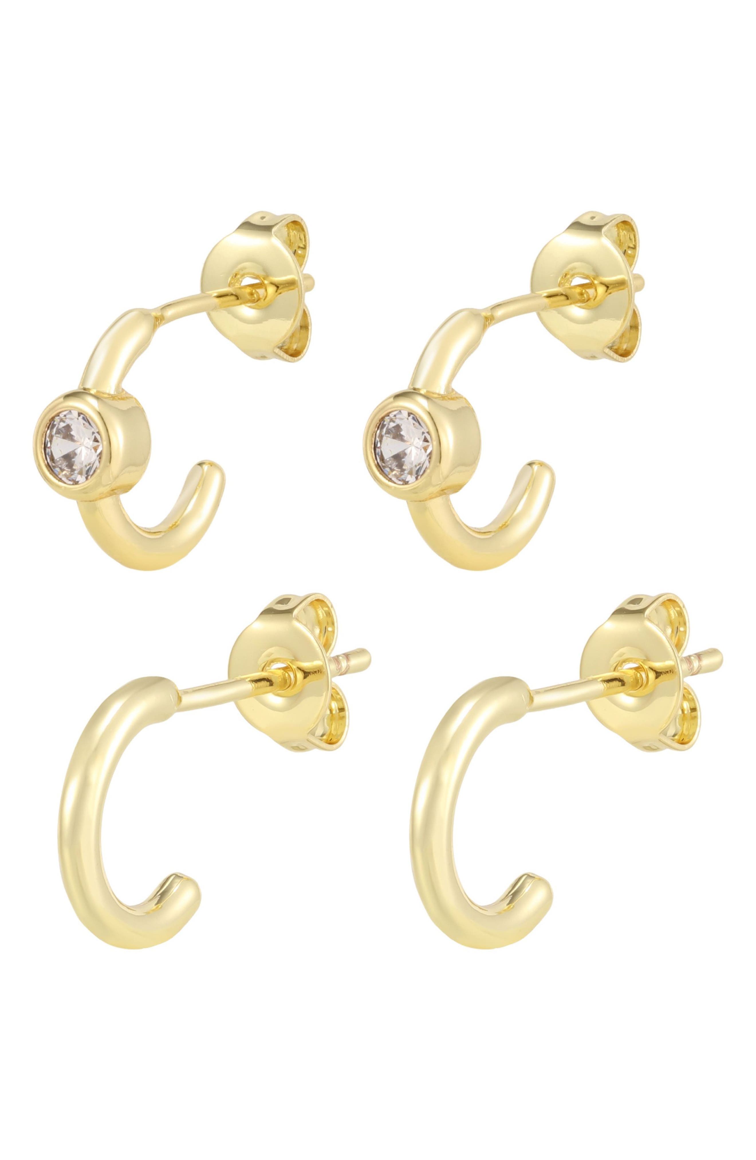 Set of 2 Cubic Zirconia Huggie Hoop Earrings