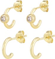 Adornia Set of 2 Cubic Zirconia Huggie Hoop Earrings