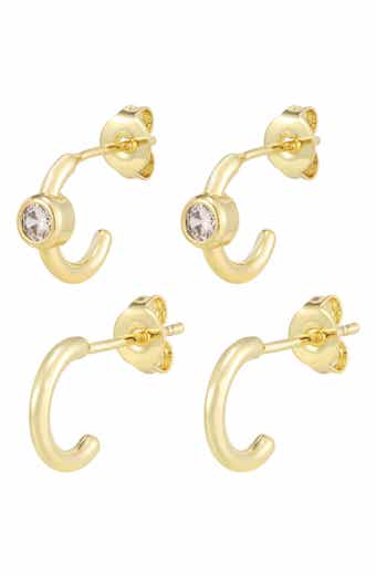 Set of 2 Cubic Zirconia Huggie Hoop Earrings