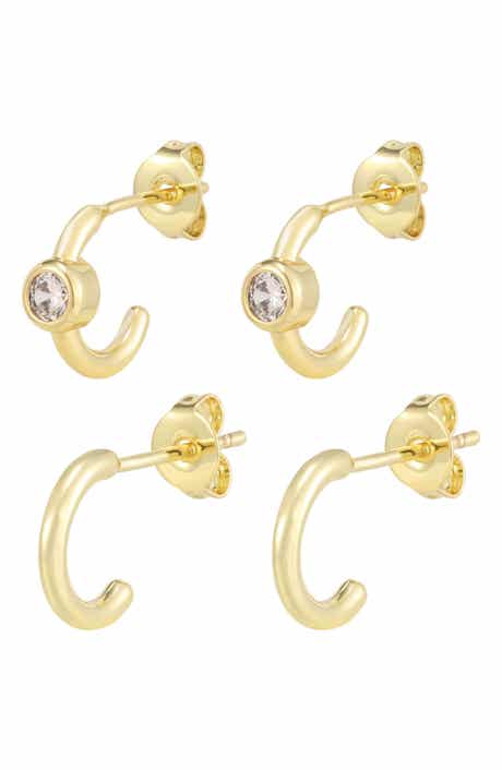Set of 2 Cubic Zirconia Huggie Hoop Earrings