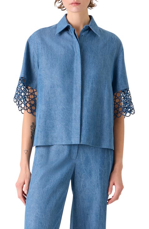 Circle Lace & Denim Shirt