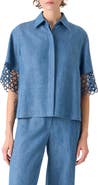 Akris punto Circle Lace & Denim Shirt