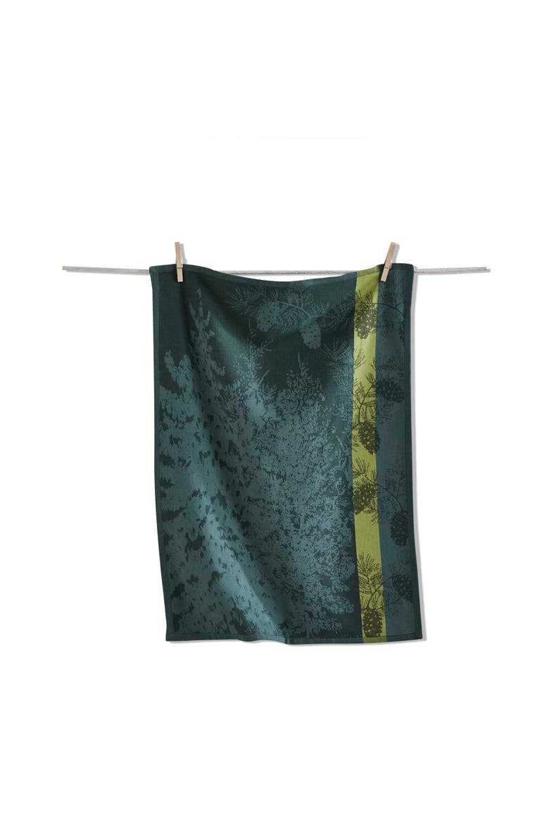 Wilde Pine Jacquard Dishtowel Green Multi Cotton Kitchen Towel, Main, color, Green