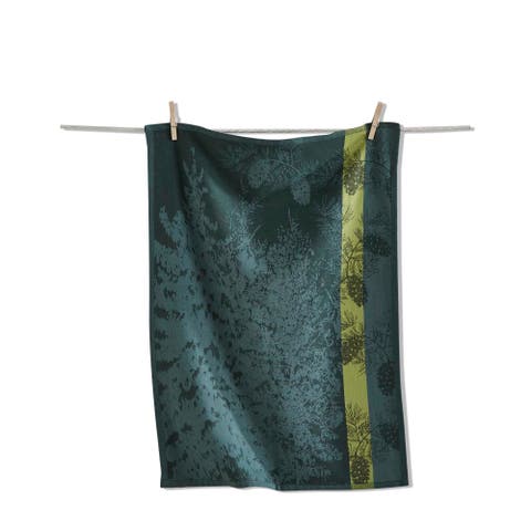 Wilde Pine Jacquard Dishtowel Green Multi Cotton Kitchen Towel