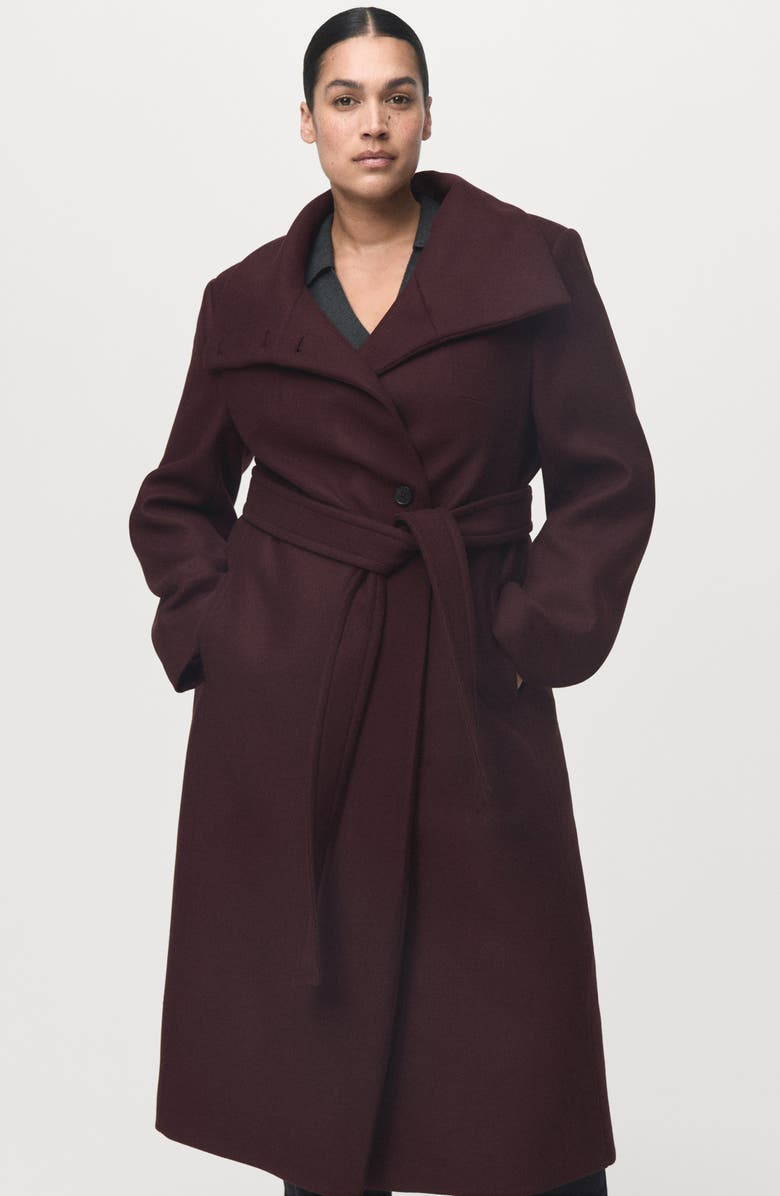 MANGO Manteco Virgin Wool Blend Coat, Alternate, color, Maroon
