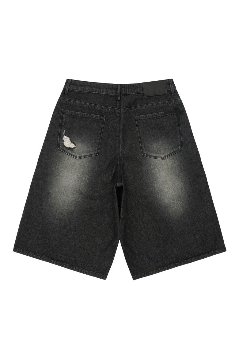 Gustavo Oversize Denim Bermuda Shorts, Alternate, color, FRAY NOIR SIDE CROSS