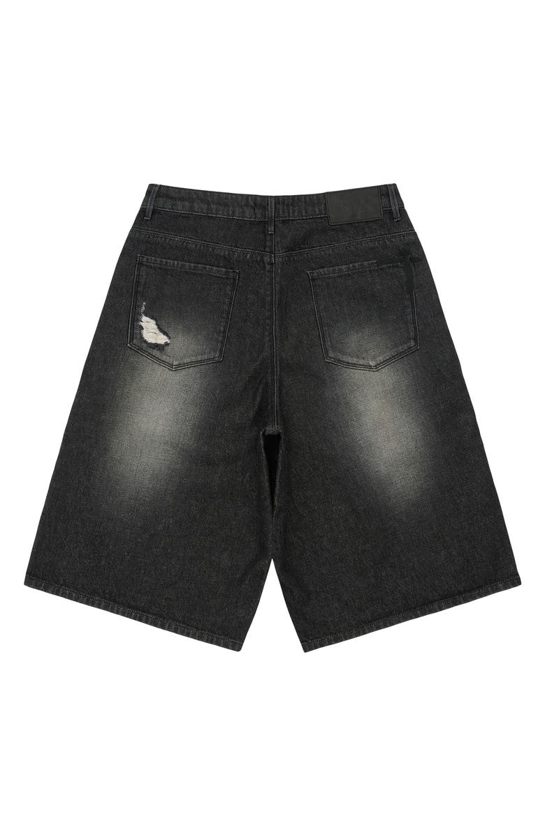 RtA Gustavo Oversize Denim Bermuda Shorts, Alternate, color, Fray Noir Side Cross