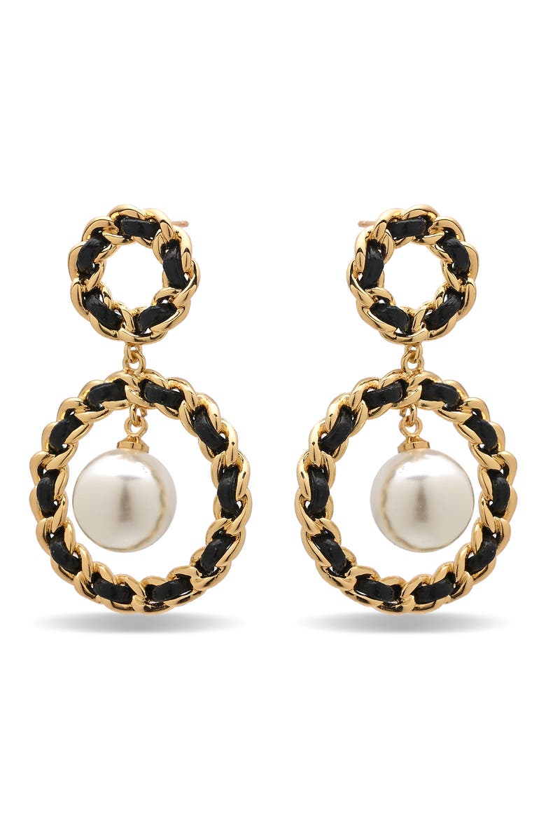 Liana Faux Pearl Drop Earrings, Alternate, color, GOLD