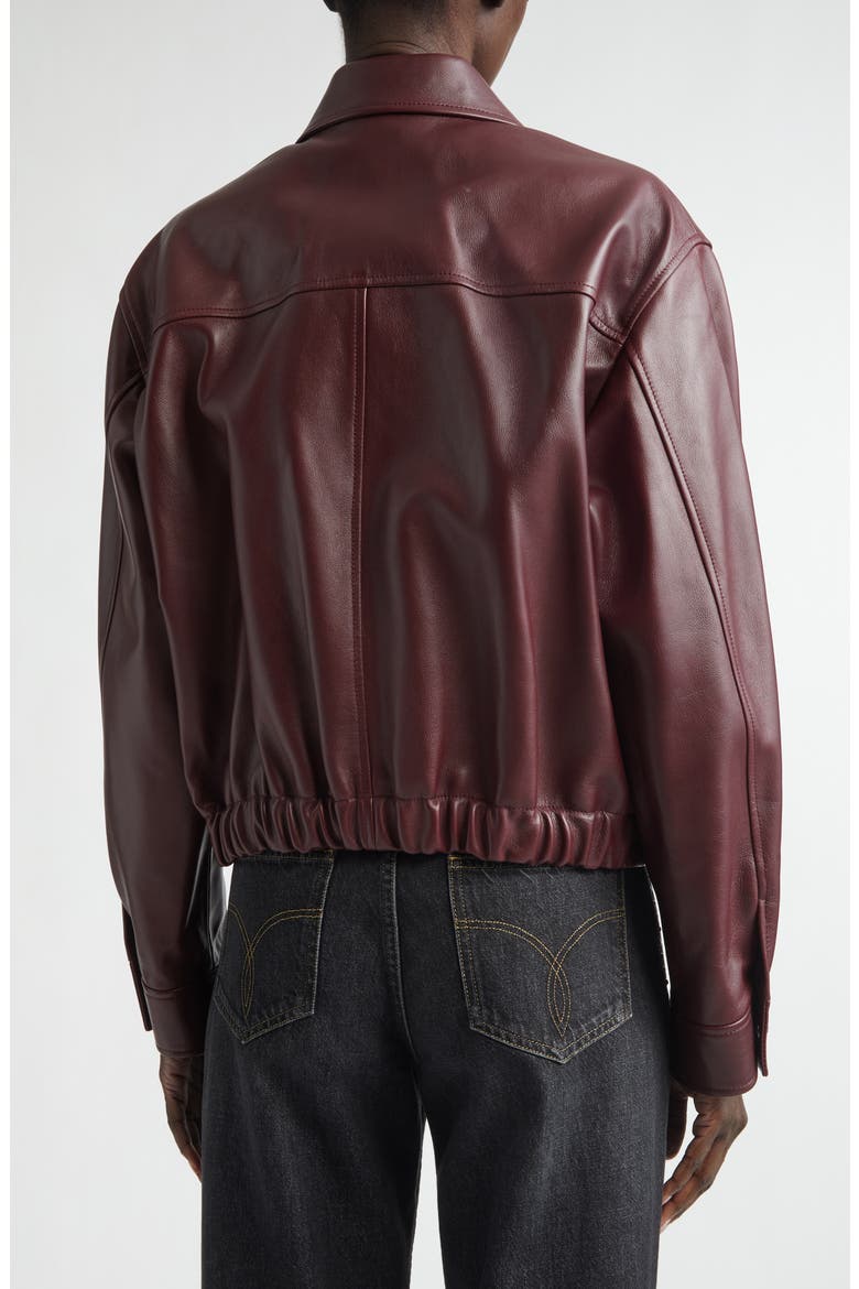 Blouson Buffalo Leather Jacket, Alternate, color, DARK BURGUNDY