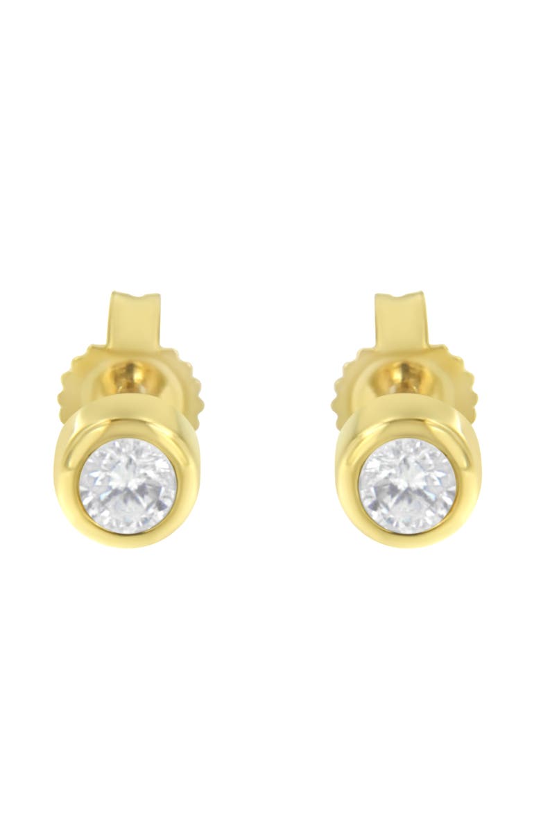 Haus of Brilliance 10K White Gold 1/5 Ct Diamond Bezel- Solitaire Stud Earrings, Alternate, color, Yellow