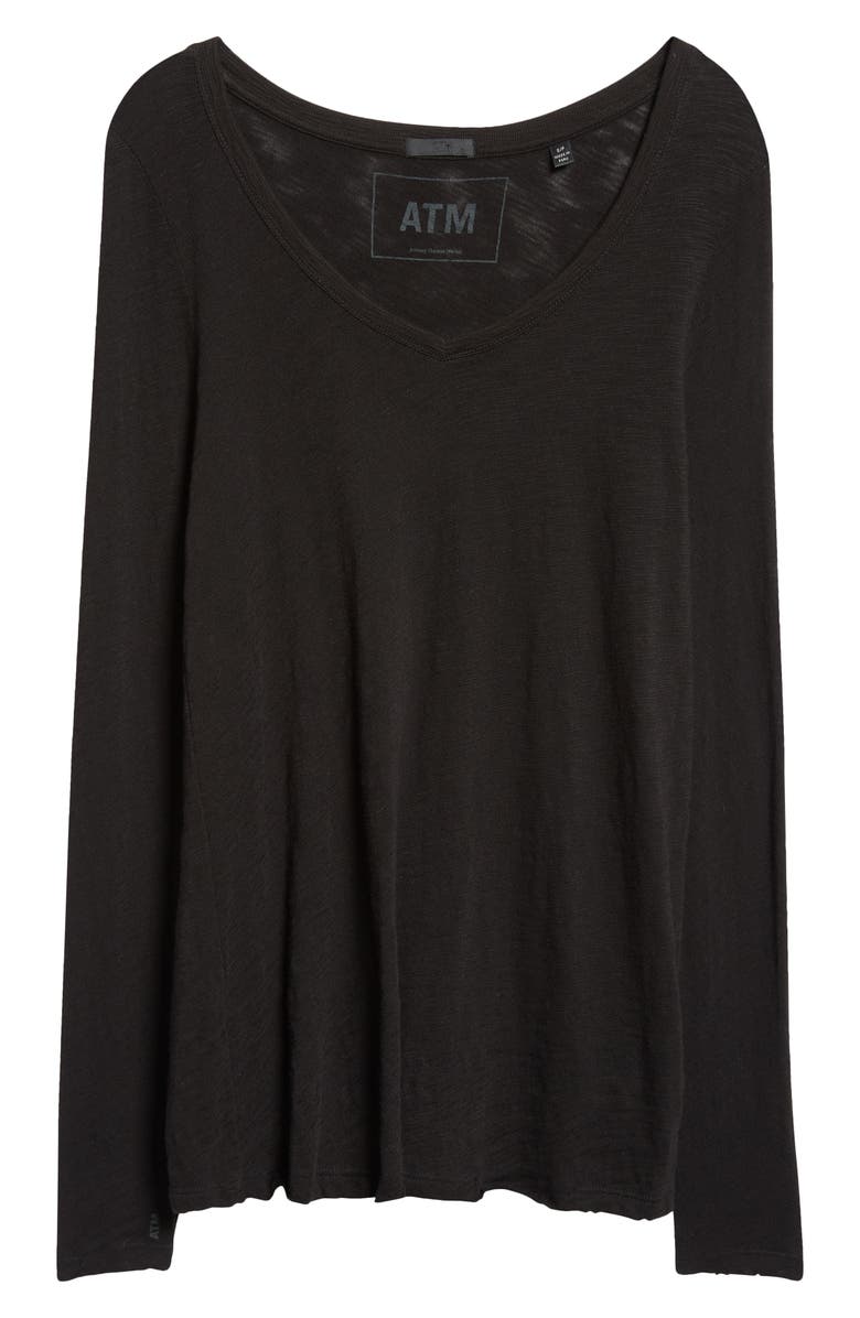 ATM Anthony Thomas Melillo Long Sleeve Slub Cotton V-Neck T-Shirt, Alternate, color, 